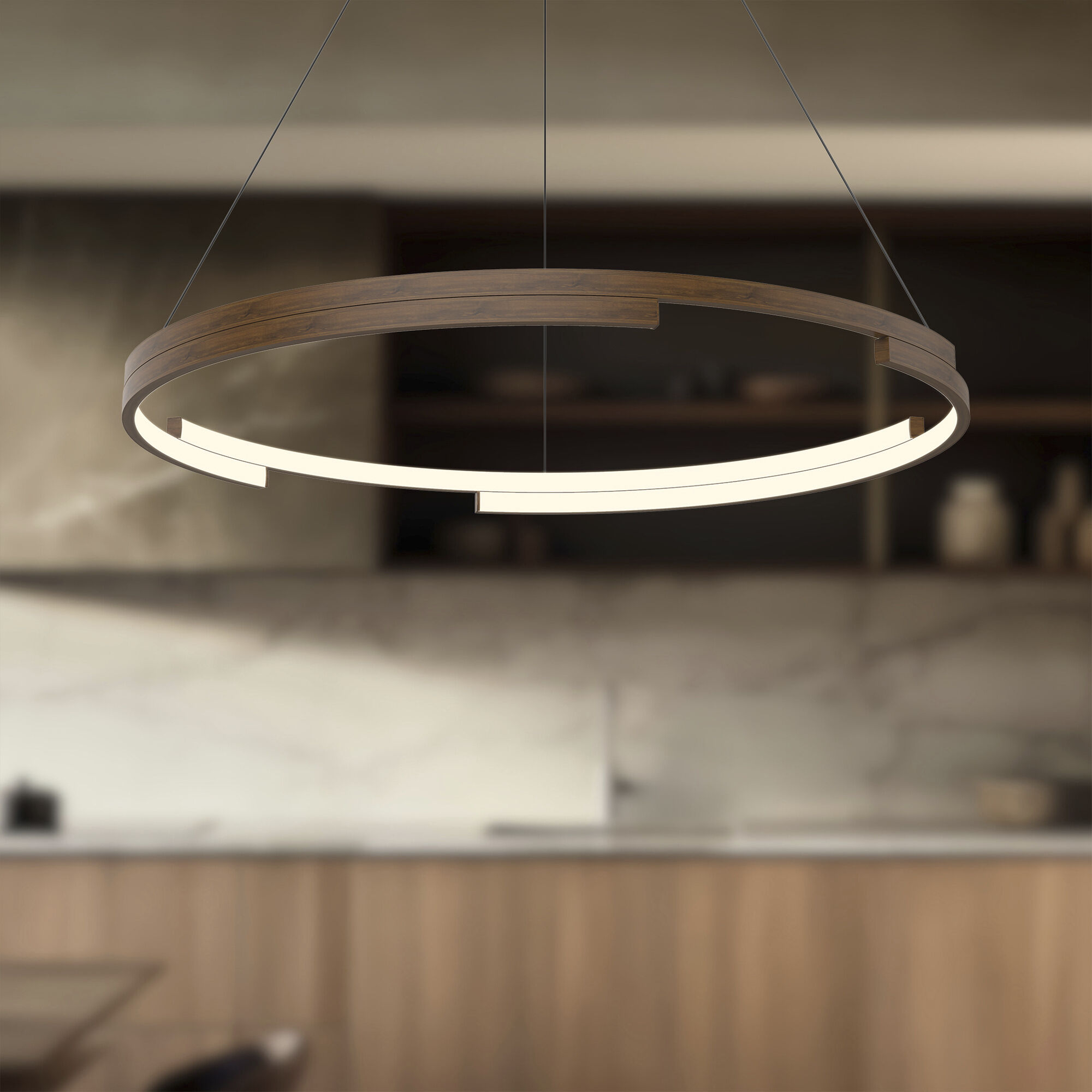 Anello Minor Pendant Ceiling Light in Walnut